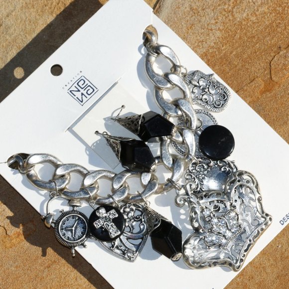 Boho Silver Crown Statement Necklace & Earring Set - Picture 1 of 8
